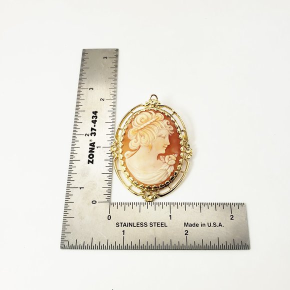Vintage 14 Karat Yellow Gold Cameo Brooch/Pendant #11637 - Picture 7 of 7